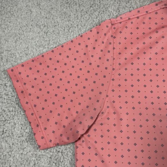 Footjoy Polo Shirt Mens 2XL Pink Geometric Print Performance Golf Stretch - Picture 6 of 11